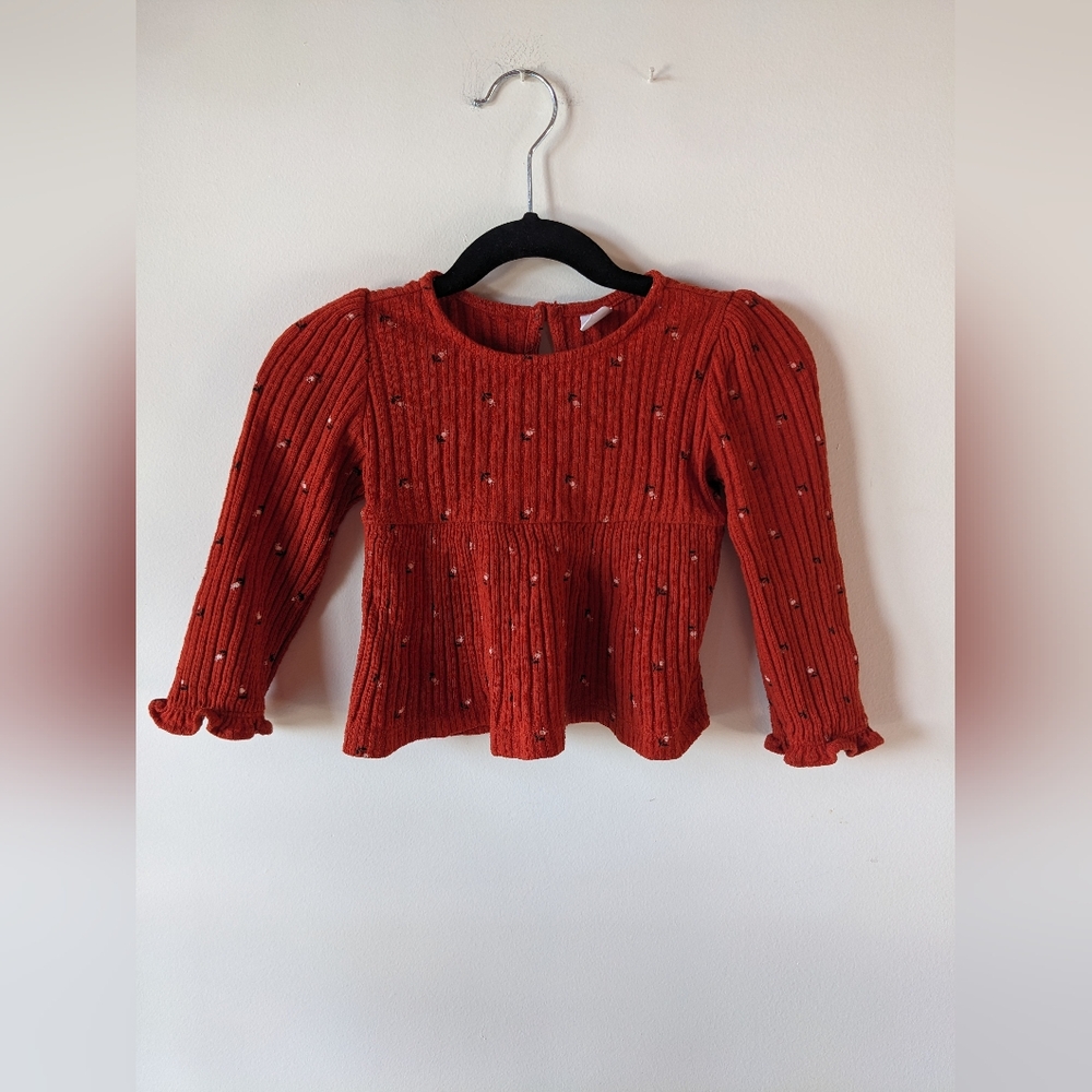 Gap Red Blouse With Flowers 18-24 M